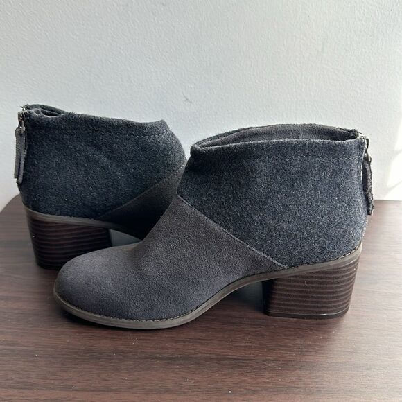 Toms Grey Nubuck Heeled Ankle Booties Sz 6.5 - Picture 5 of 7